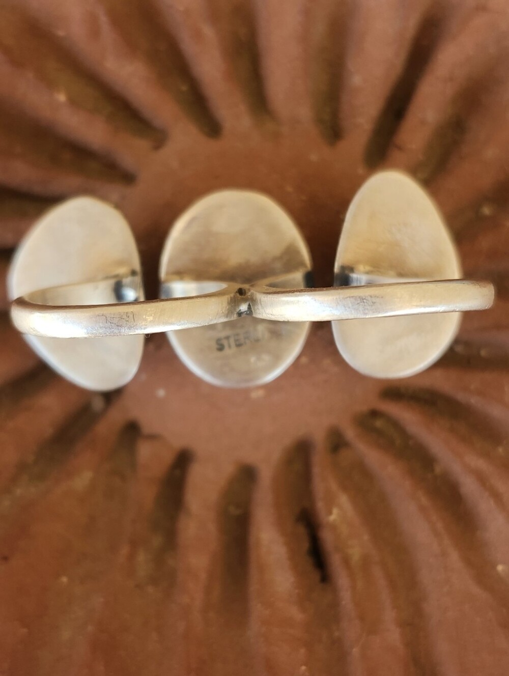 Native American Sterling Silver Turquoise Two Finger Ring Multi Floating Stones - Picture 3 of 3